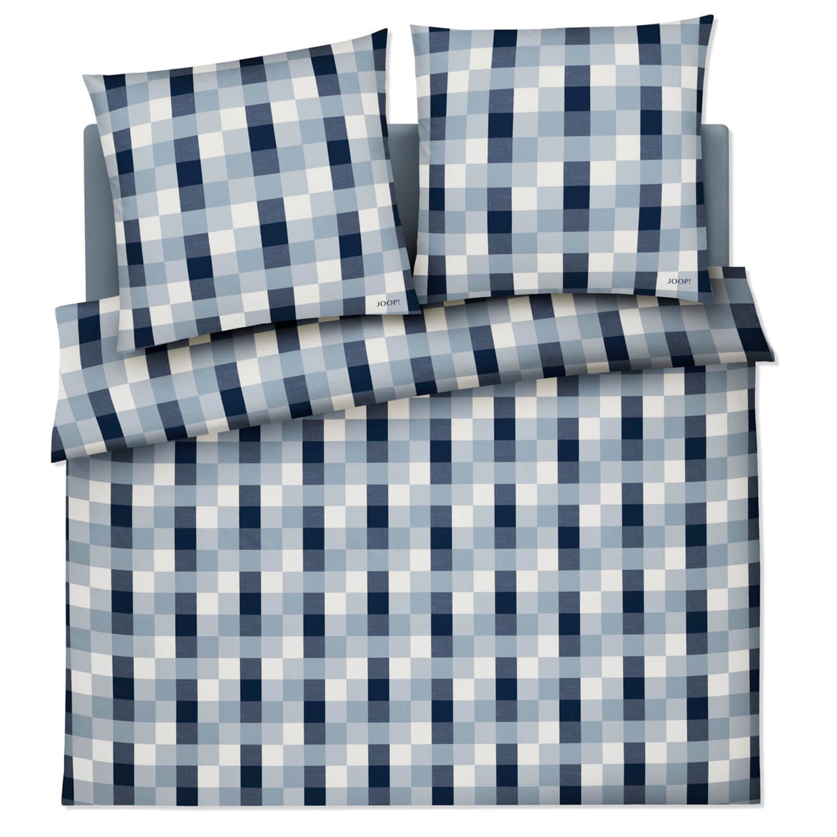 bettwaesche bettgarnitur kariert quadrate blau