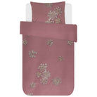 bettwaesche essenza rosa rot blüten weiß baumwollsatin