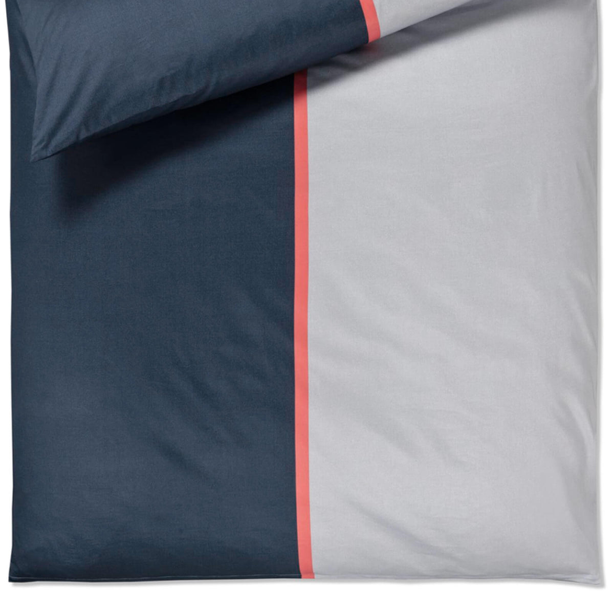 bettwaesche streifen linien blau grau lachsfarben mako satin