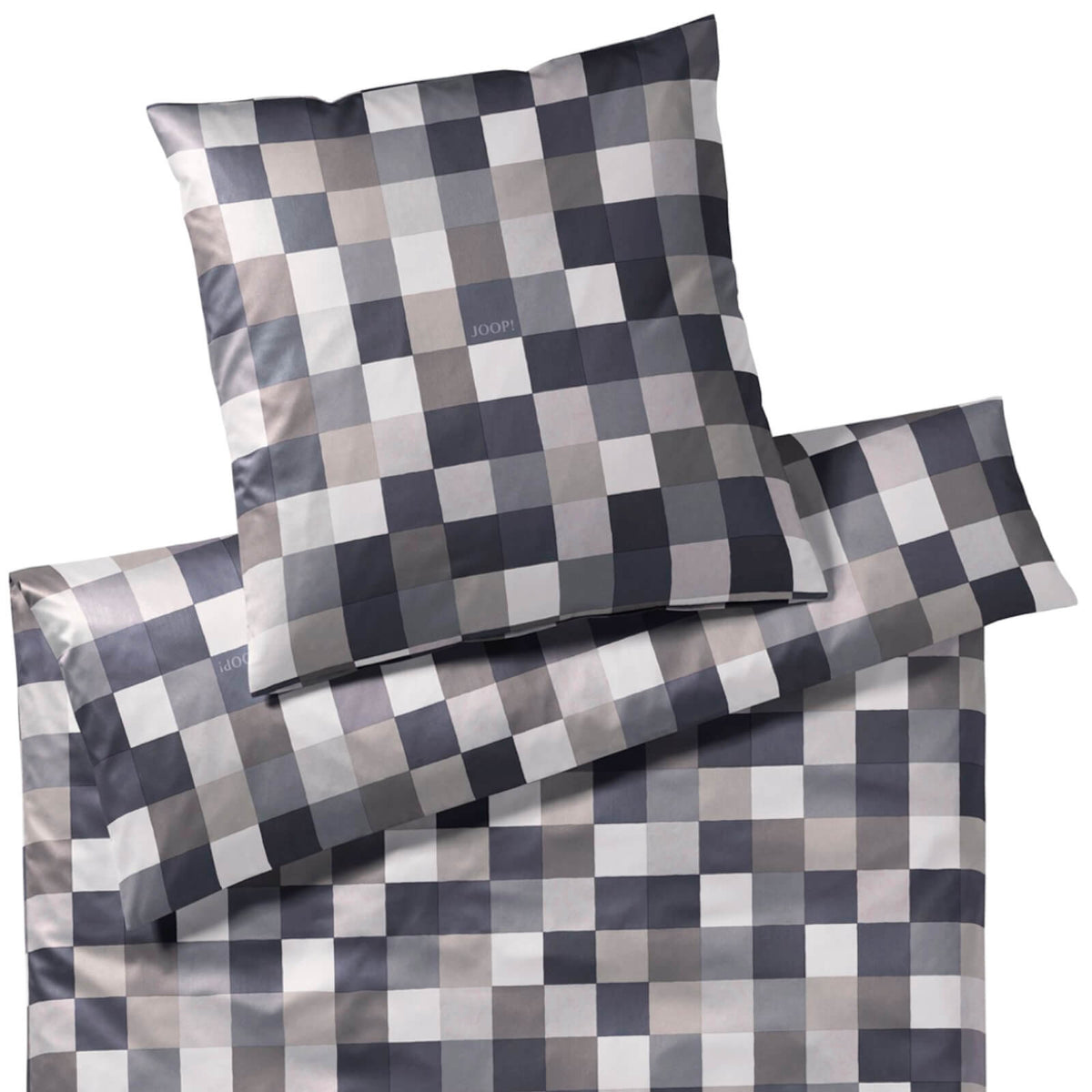 bettwaesche kaestchen grau mako satin