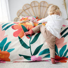 bettwaesche blumen blaetter beige bunt bio baumwolle perkal