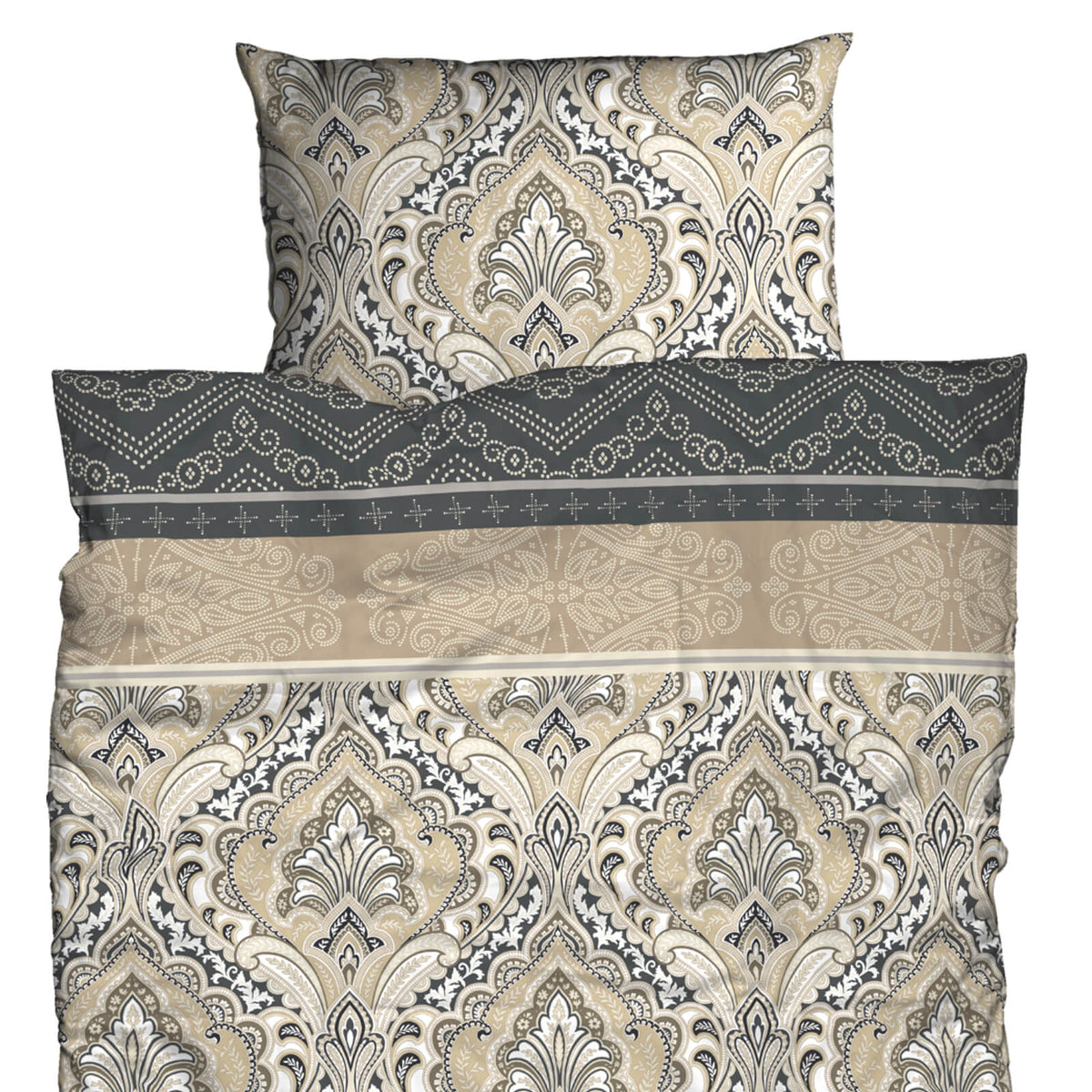 bettwaesche mandala gemustert satin beige anthrazit 