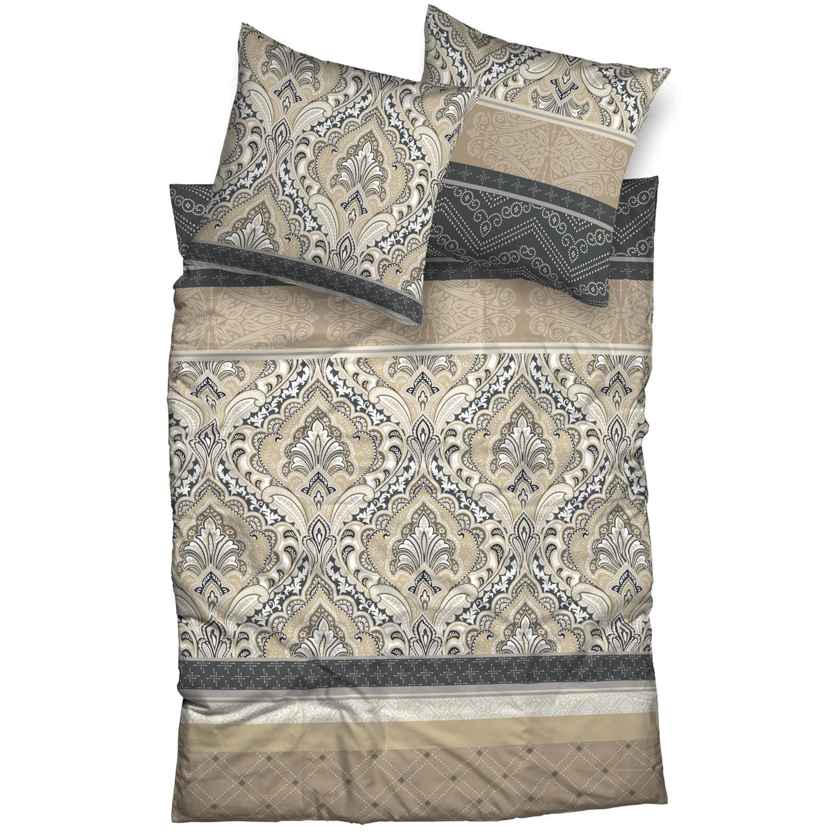 bettwaesche mandala gemustert satin beige anthrazit 
