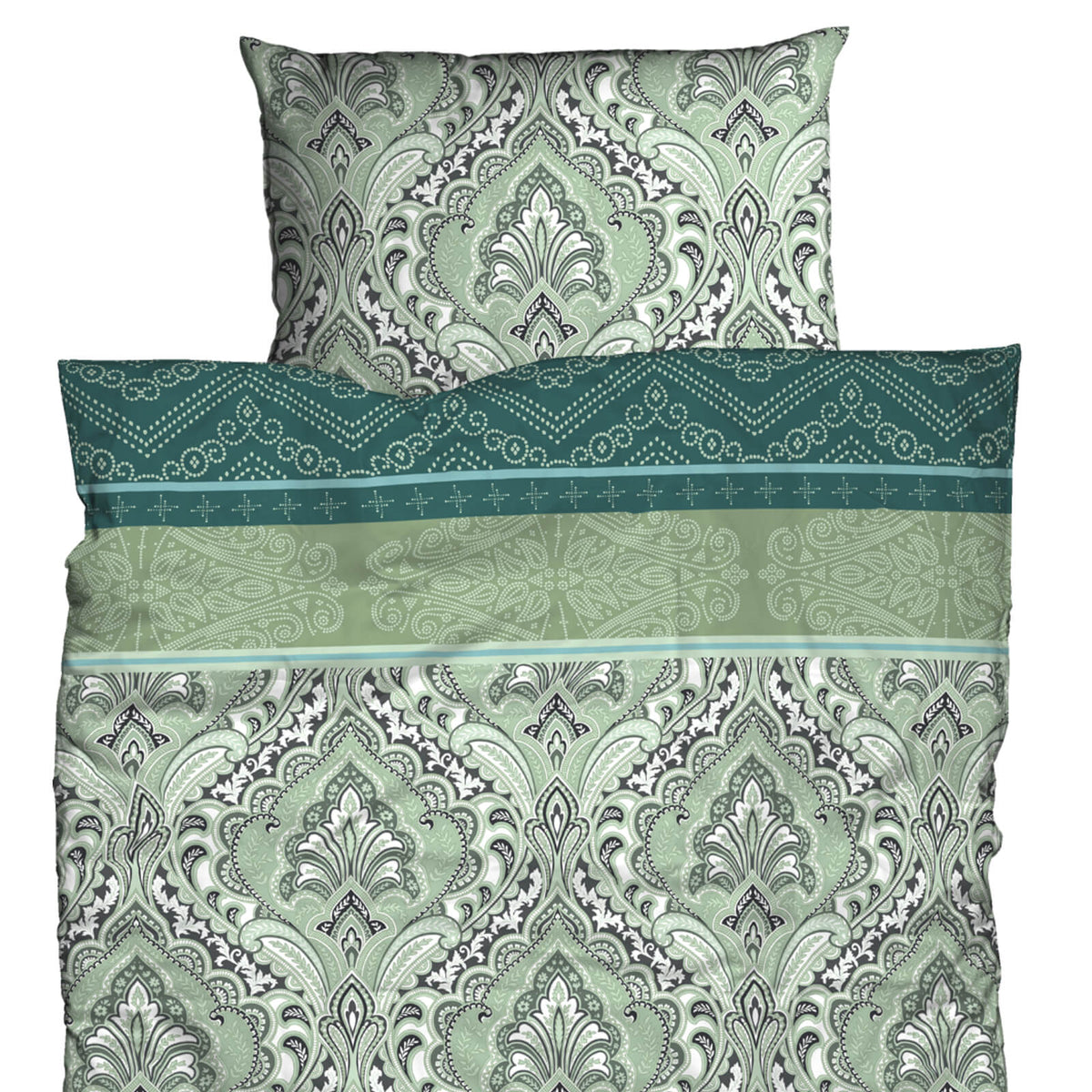 bettwaesche mandala gemustert satin salbei