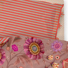 bettgarnitur bettwaesche blumen gestreift rot 