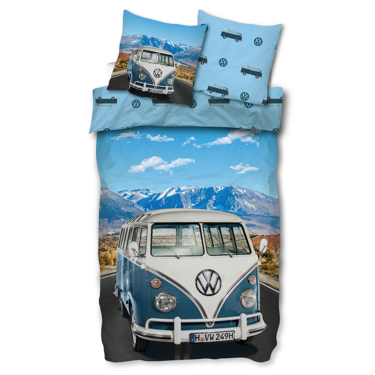 bettwaesche bettgarnitur bus vw t1 panorama berge