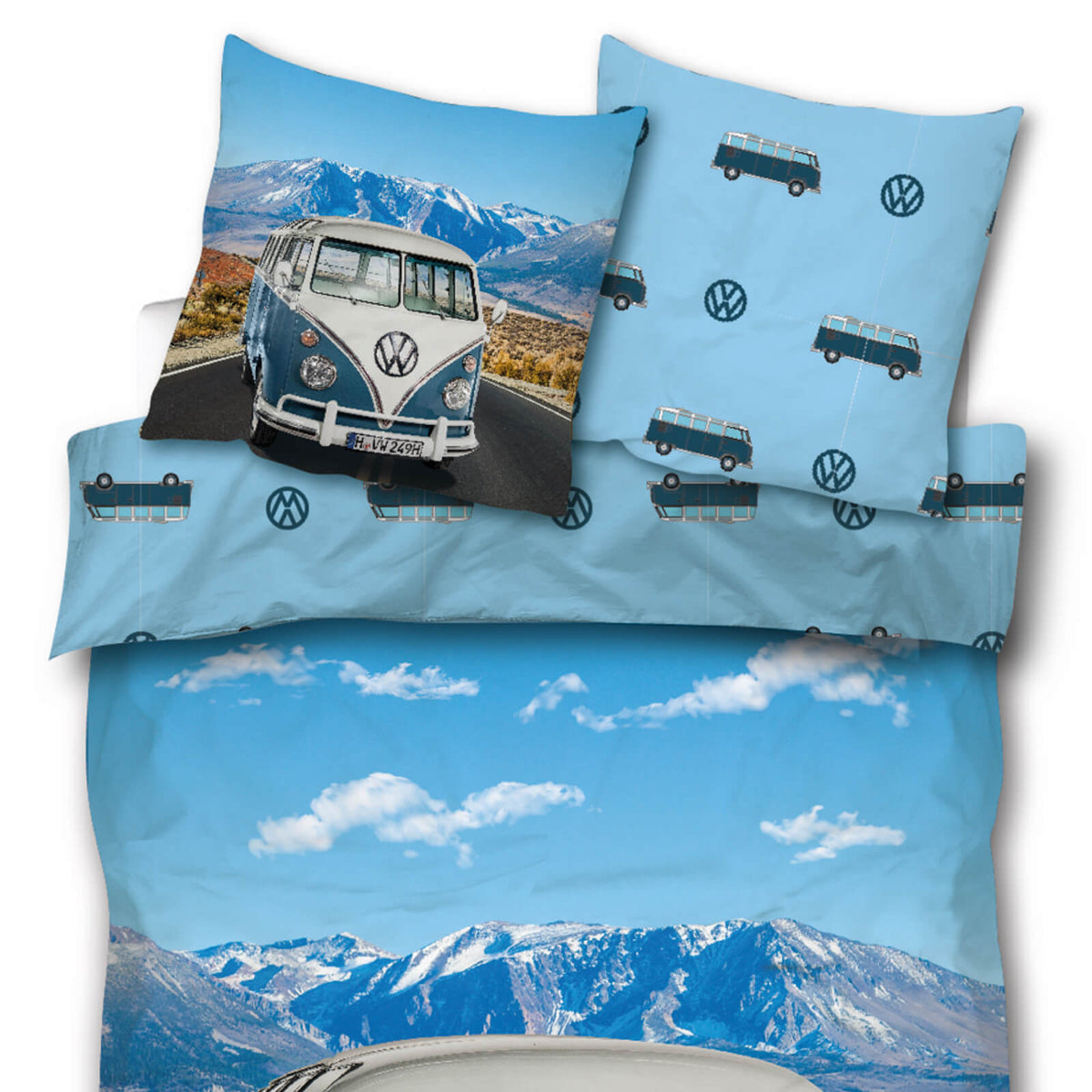 bettwaesche bettgarnitur bus vw t1 panorama berge