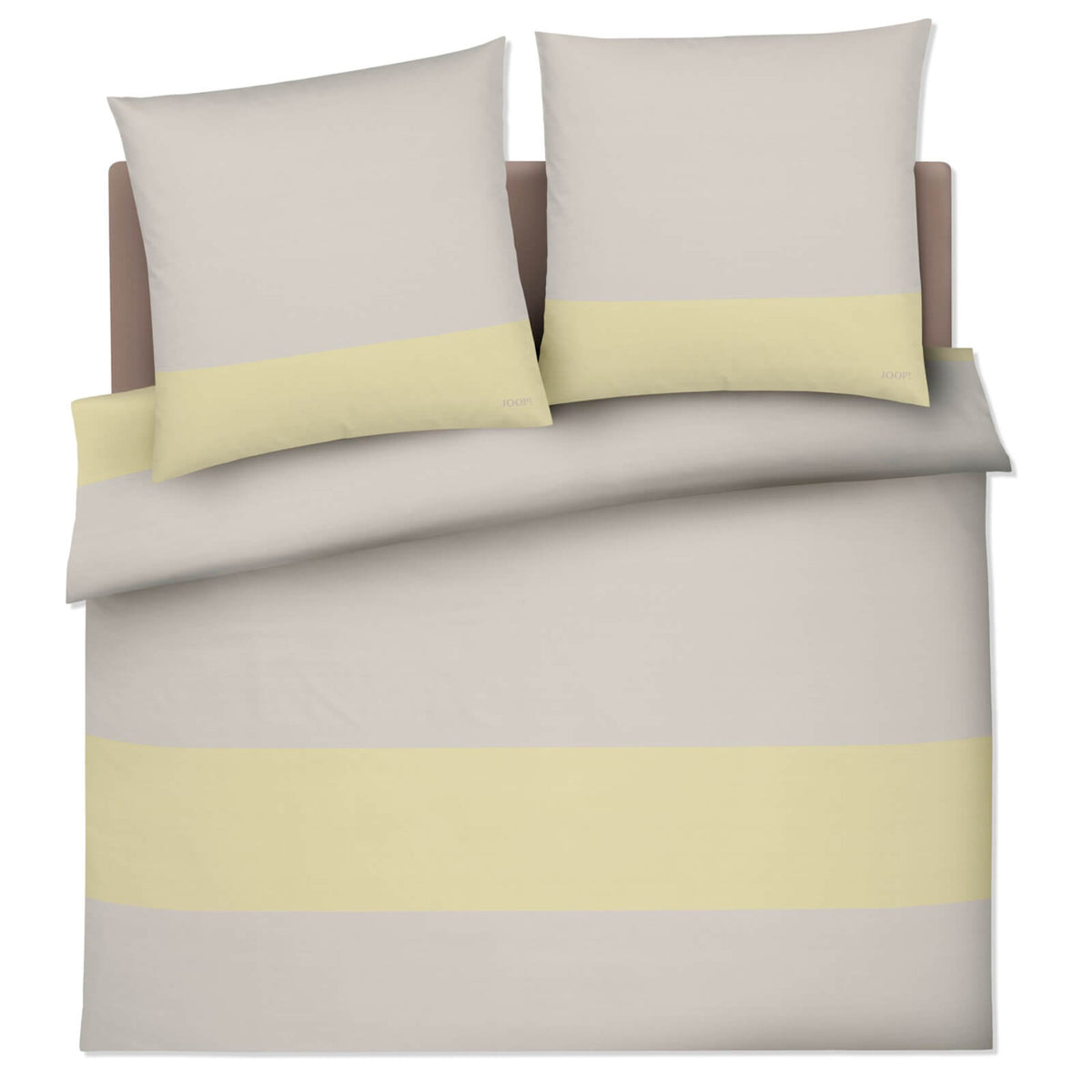 bettwaesche bettgarnitur gestreift gelb beige