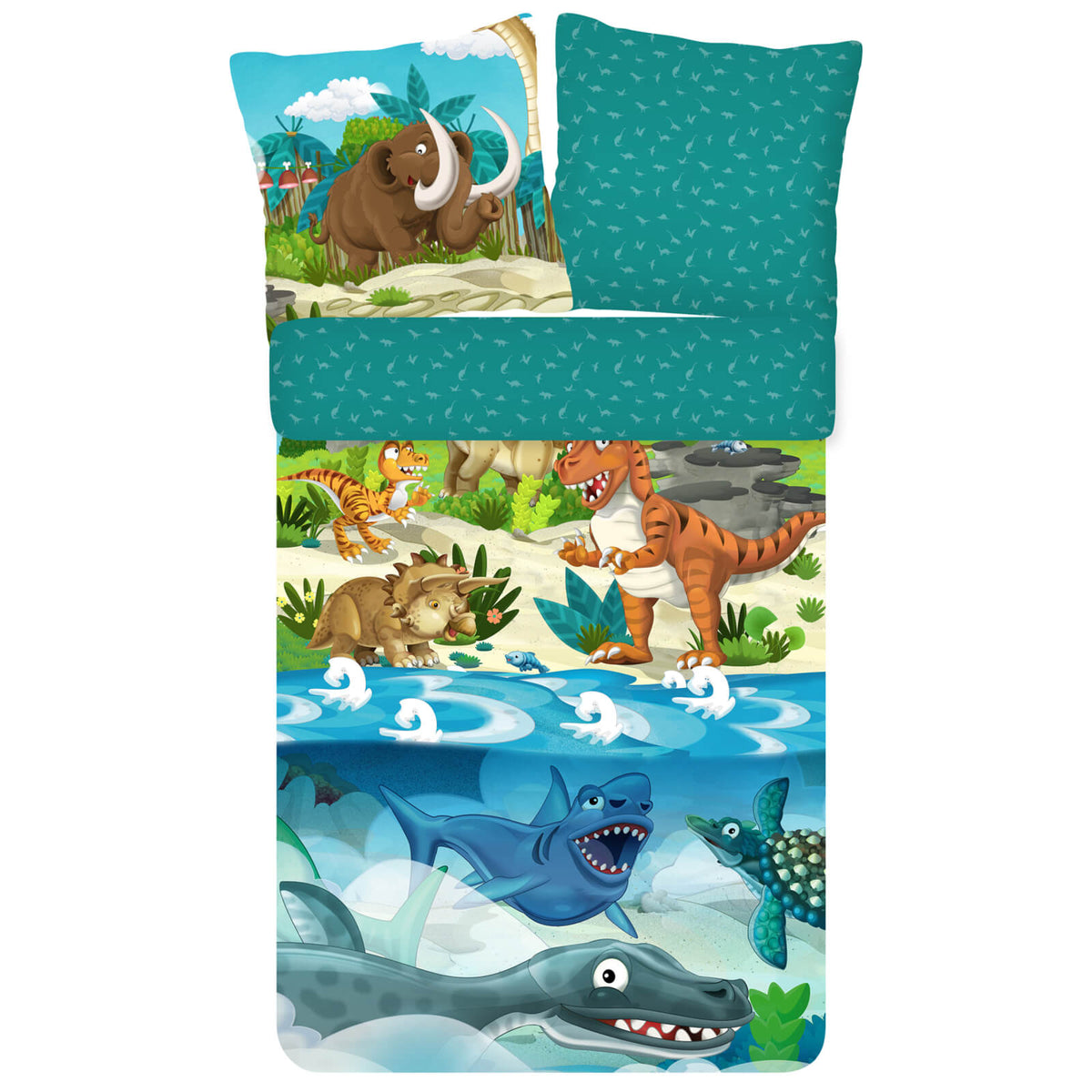 bettwaesche kinder dinosaurier mammut urzeit trex