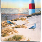 strandlaken badetuch leuchtturm möven wasser meer