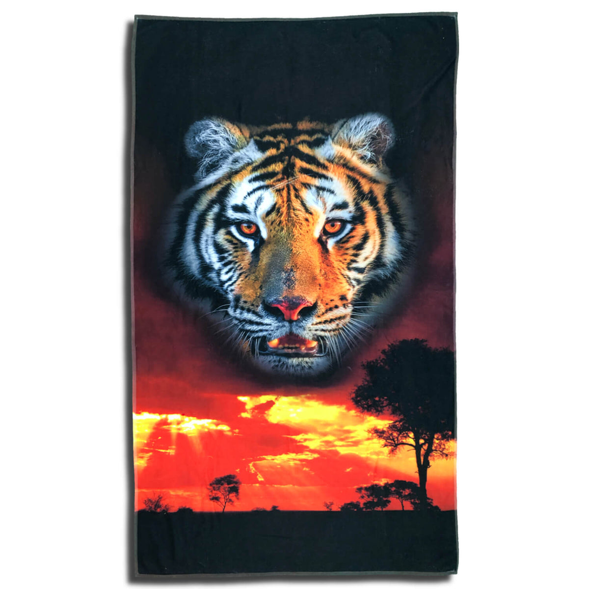 strandlaken badetuch tiger landschaft sonnenuntergang