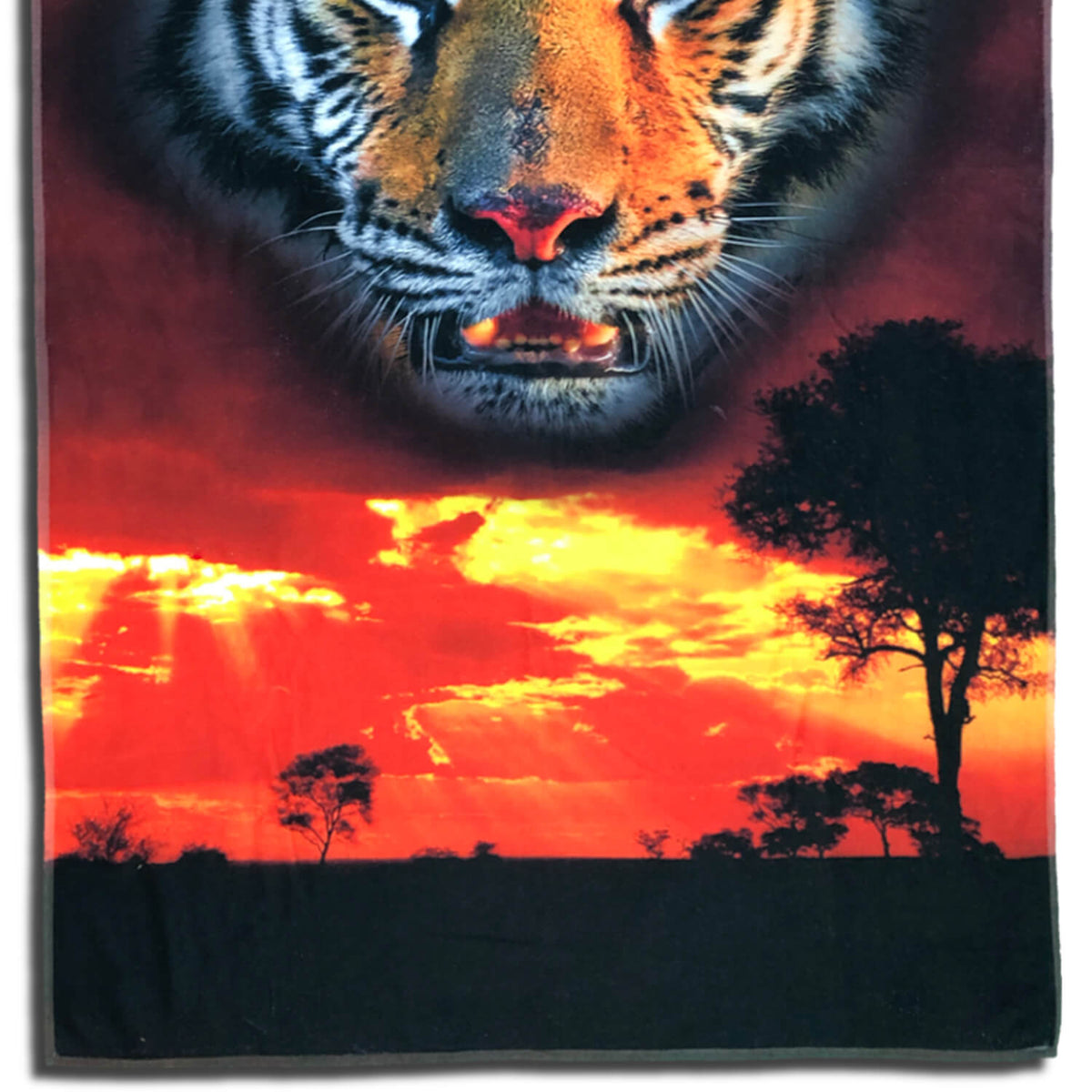 strandlaken badetuch tiger landschaft sonnenuntergang