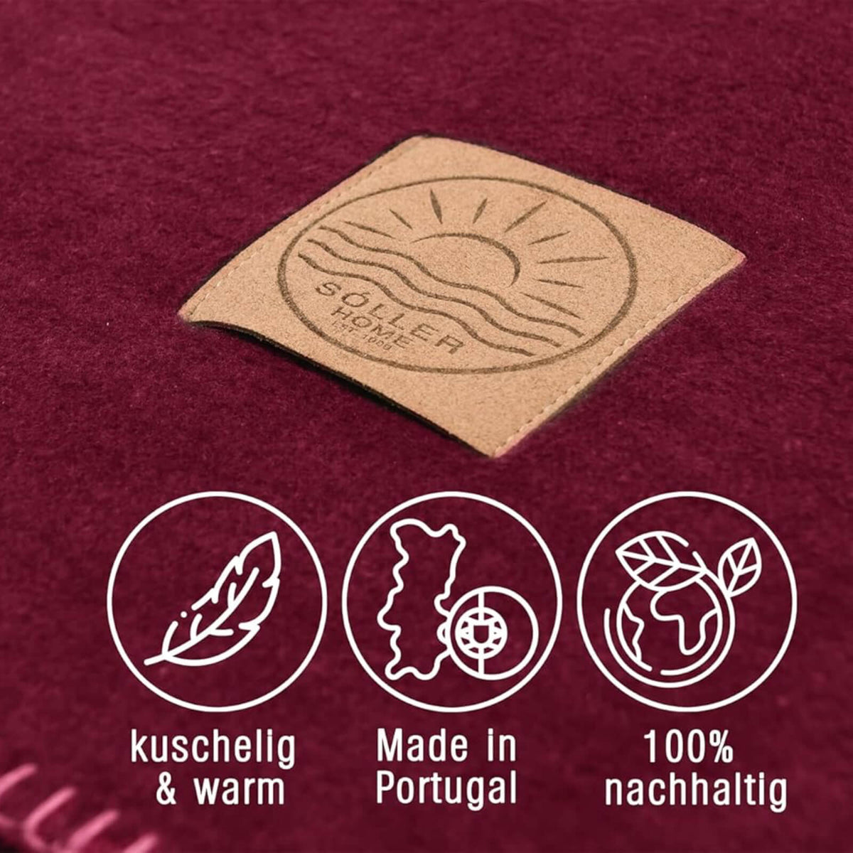 wohndecke kuscheldecke zweifarbig beere