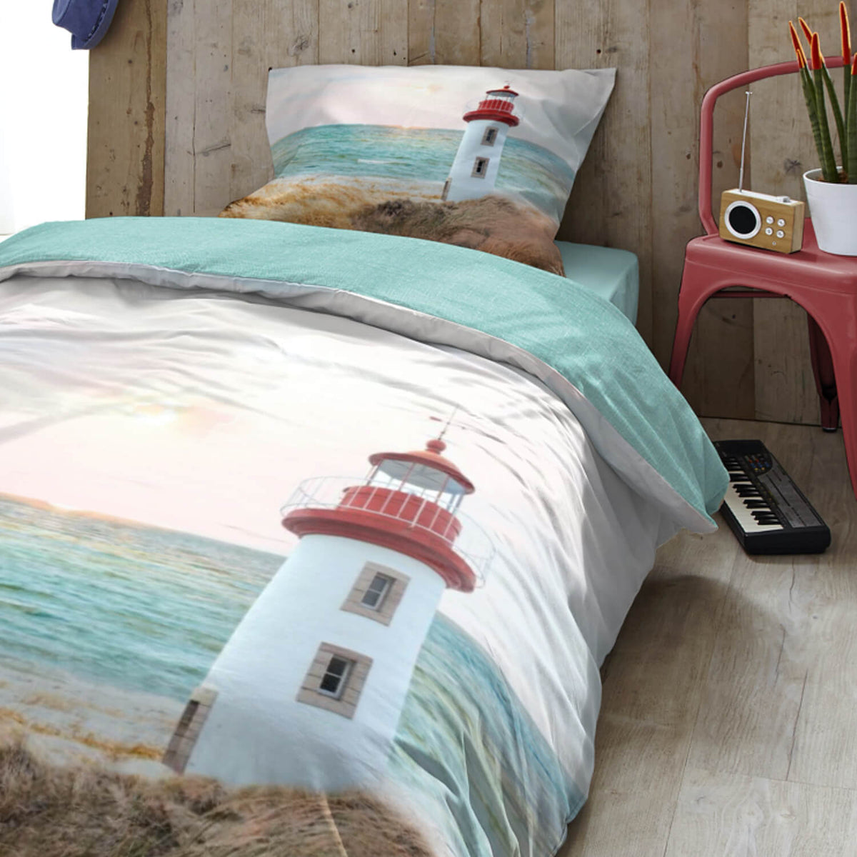 bettwaesche lighthouse meer blau baumwolle renforcé