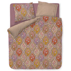 bettgarnitur bettwaesche blaetter muster rauten beige