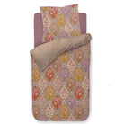 bettgarnitur bettwaesche blaetter muster rauten beige