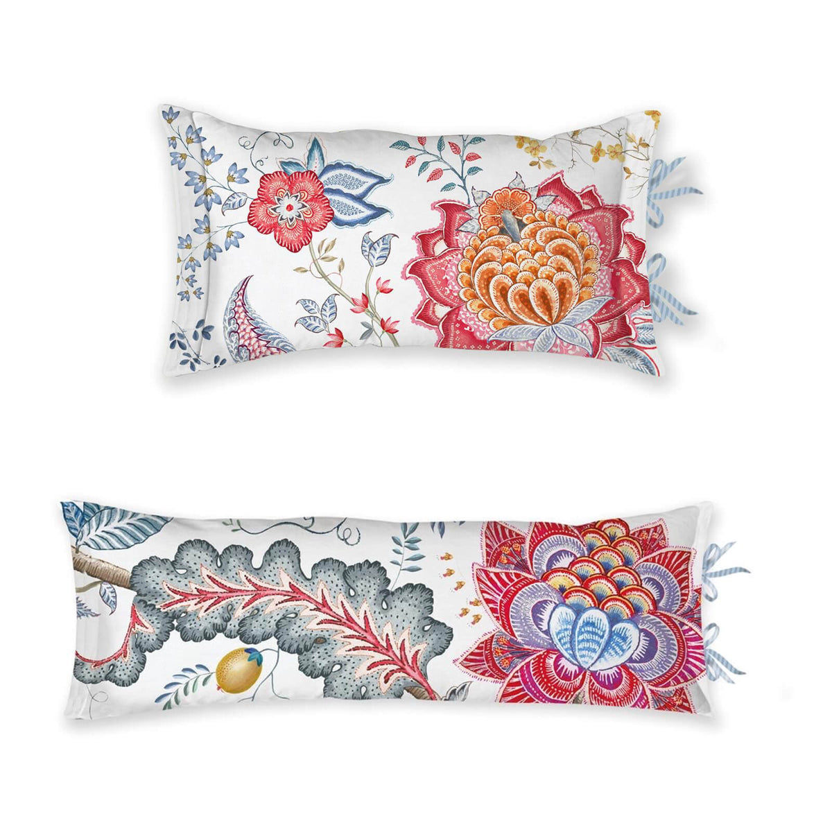 dekokissen floral gestreift weiß sammelbild